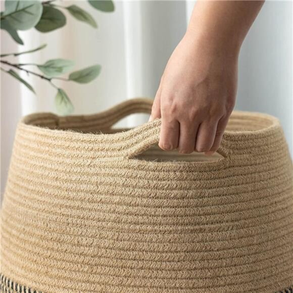 Goodpick Tall Laundry Hamper | Woven Jute Rope Dirty Clothes Hamper Modern - Picture 14 of 16